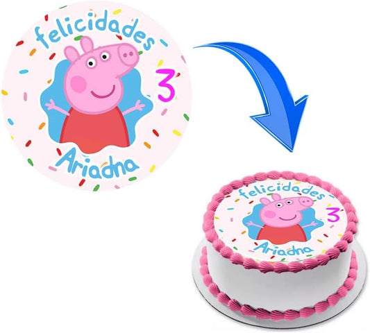OBLEA de PEPPA PIG personalizada para pastel o Tarta, especial para cumpleaños