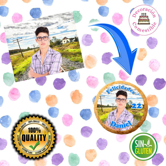FOTO COMESTIBLE PARA GALLETAS O CUPCAKES personalizada nombre y edad