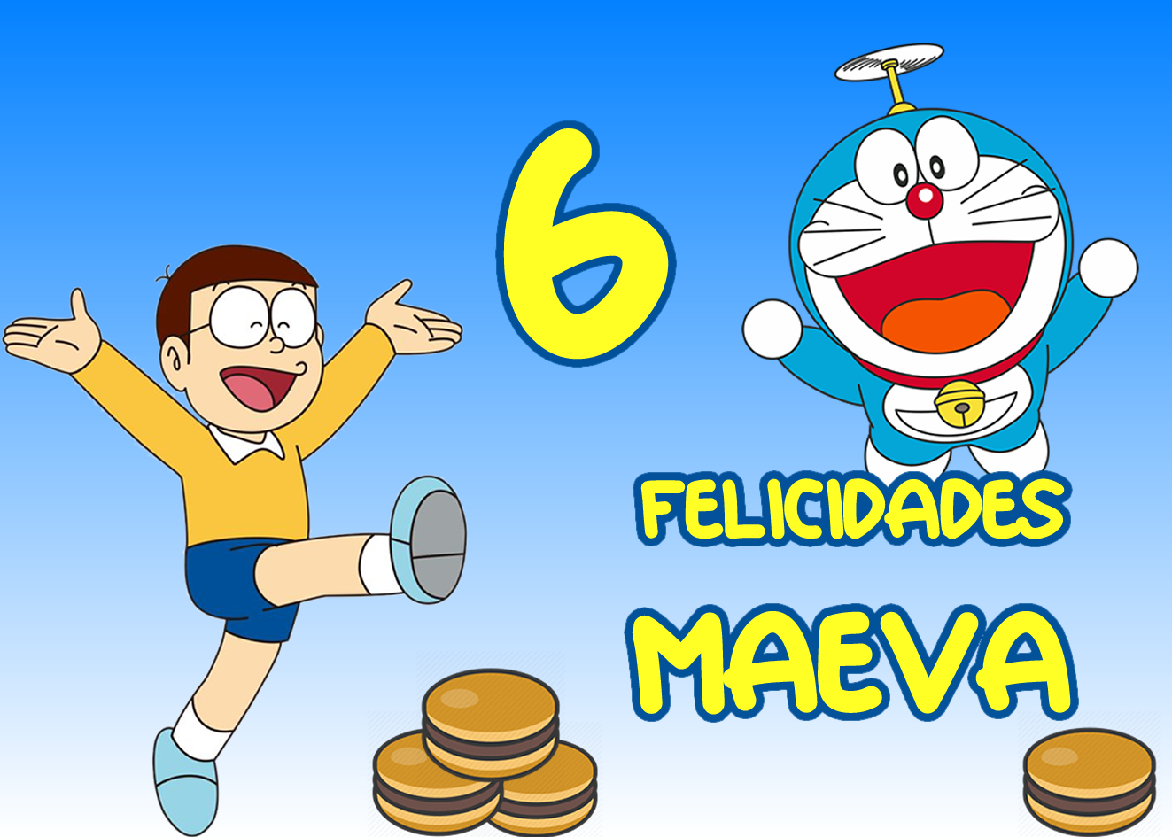 OBLEA de Doraemon rectangular personalizada para pastel o Tarta, especial para cumpleaños