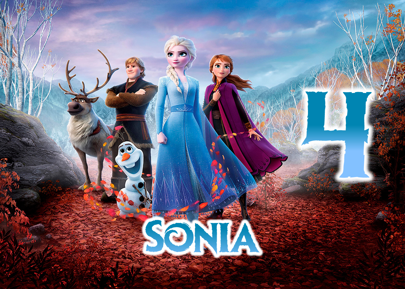 OBLEA de Frozen 2 rectangular personalizada para pastel o Tarta, especial para cumpleaños