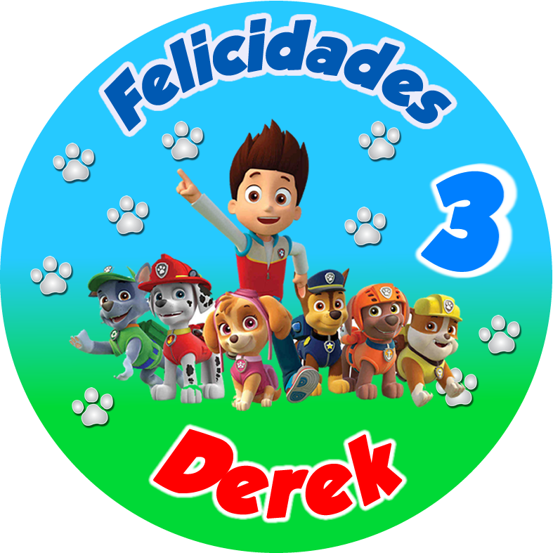 OBLEA de La Patrulla Canina personalizada para pastel o Tarta, especial para cumpleaños