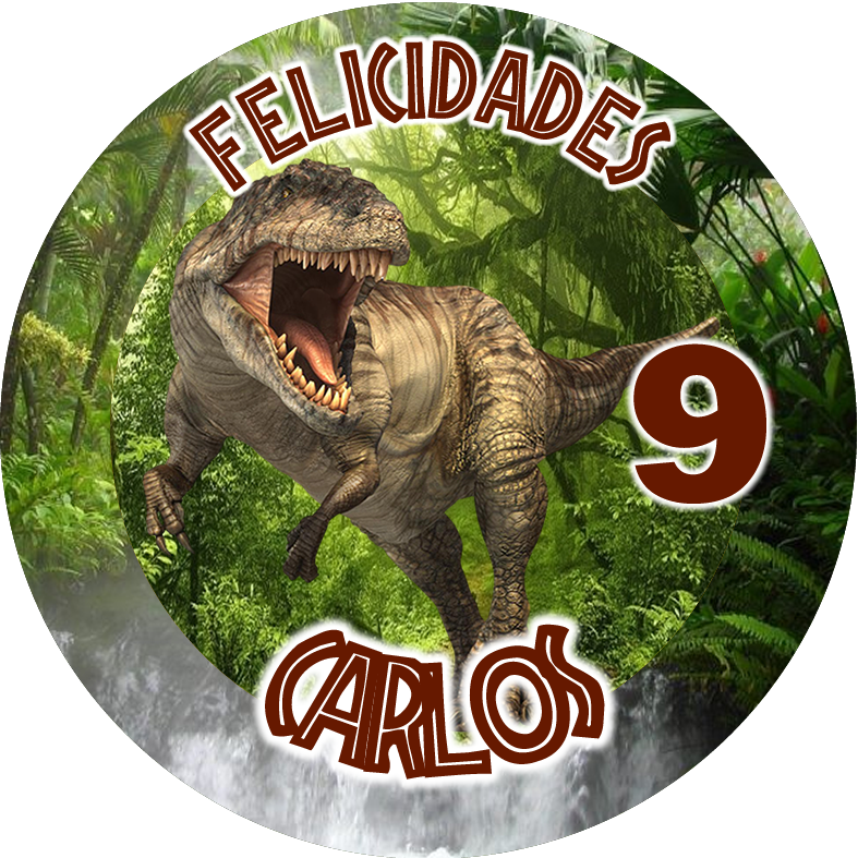 OBLEA de T-Rex personalizada para pastel o Tarta, especial para cumpleaños