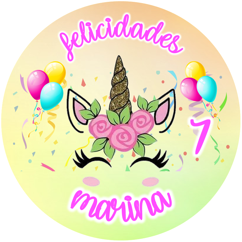 OBLEA de Unicornio personalizada para pastel o Tarta, especial para cumpleaños