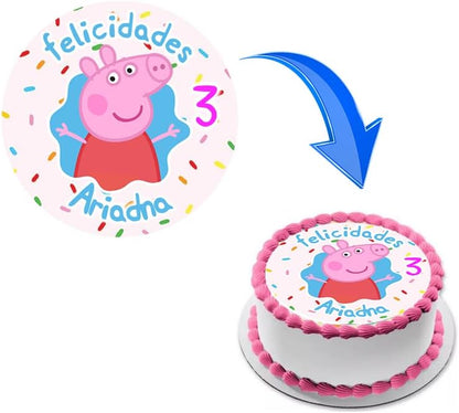 OBLEA de  PEPPA PIG personalizada para pastel o Tarta, especial para cumpleaños