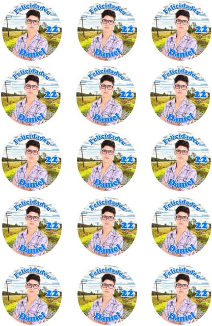 FOTO COMESTIBLE PARA GALLETAS O CUPCAKES personalizada nombre y edad