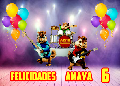 OBLEA de Alvin y las Ardillas rectangular personalizada para pastel o Tarta, especial para cumpleaños
