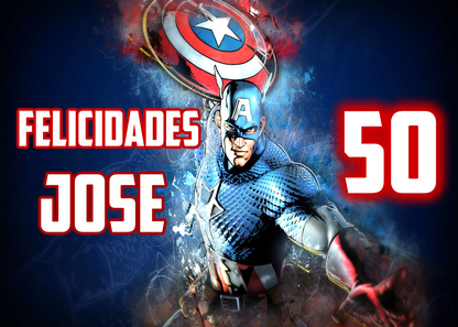 OBLEA de  Capitán América rectangular personalizada para pastel o Tarta, especial para cumpleaños