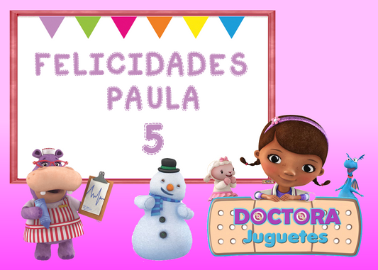 OBLEA de Doctora Juguetes rectangular personalizada para pastel o Tarta, especial para cumpleaños