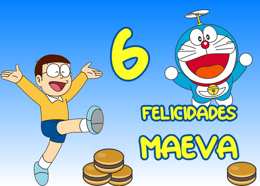 OBLEA de Doraemon rectangular personalizada para pastel o Tarta, especial para cumpleaños