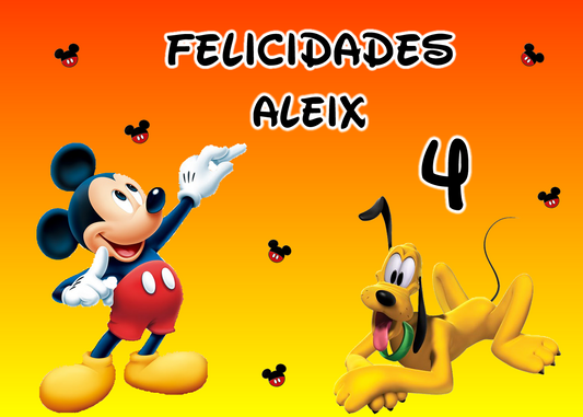 OBLEA de Mickey Mouse rectangular personalizada para pastel o Tarta, especial para cumpleaños