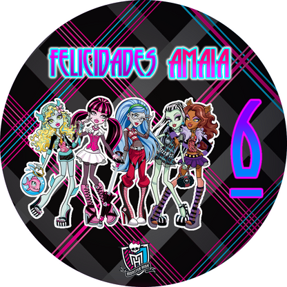OBLEA de Monster High personalizada para pastel o Tarta, especial para cumpleaños