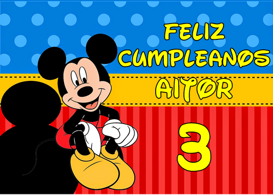 OBLEA de Mickey Mouse rectangular personalizada para pastel o Tarta, especial para cumpleaños