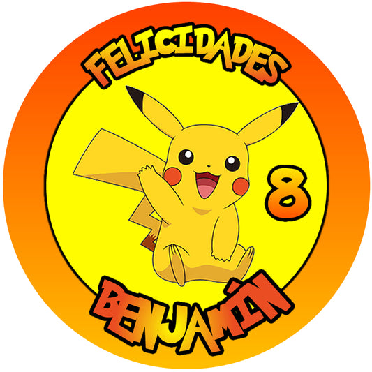 OBLEA de  PIKACHU personalizada para pastel o Tarta, especial para cumpleaños