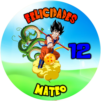 OBLEA de Goku personalizada para pastel o Tarta, especial para cumpleaños