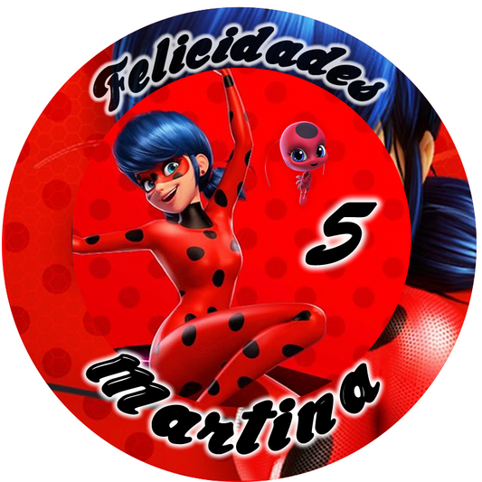 OBLEA de Ladybug personalizada para pastel o Tarta, especial para cumpleaños