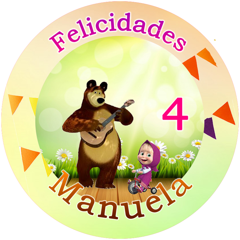 OBLEA de Masha y el Oso personalizada para pastel o Tarta, especial para cumpleaños