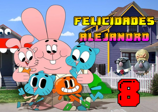 OBLEA de El asombroso mundo de gumball rectangular personalizada para pastel o Tarta, especial para cumpleaños