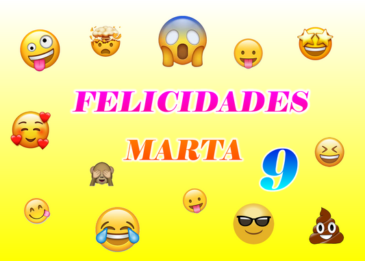 OBLEA de Emojis  rectangular personalizada para pastel o Tarta, especial para cumpleaños