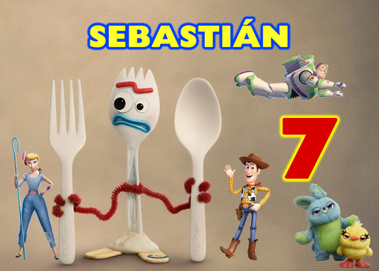 OBLEA de Forky rectangular personalizada para pastel o Tarta, especial para cumpleaños