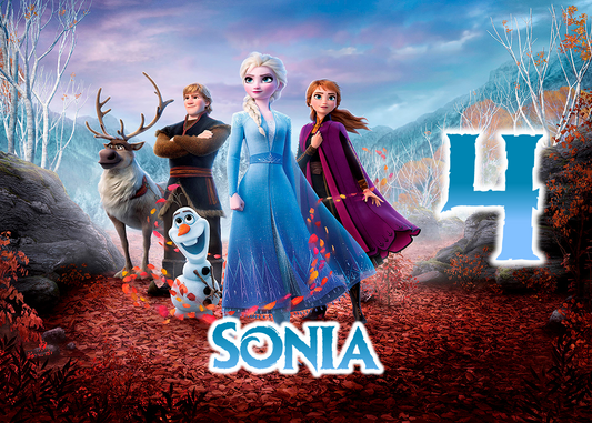 OBLEA de Frozen 2 rectangular personalizada para pastel o Tarta, especial para cumpleaños