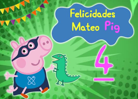 OBLEA de George Pig rectangular personalizada para pastel o Tarta, especial para cumpleaños