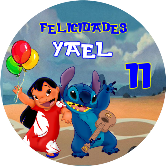 OBLEA de Lilo y Stich personalizada para pastel o Tarta, especial para cumpleaños