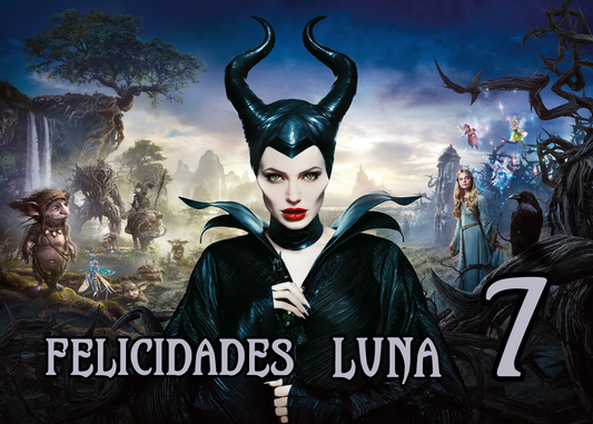 OBLEA de  Malefica rectangular personalizada para pastel o Tarta, especial para cumpleaños