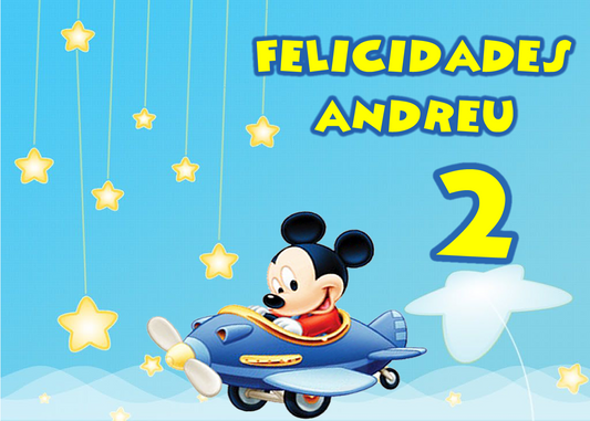 OBLEA de Mickey bebe rectangular personalizada para pastel o Tarta, especial para cumpleaños
