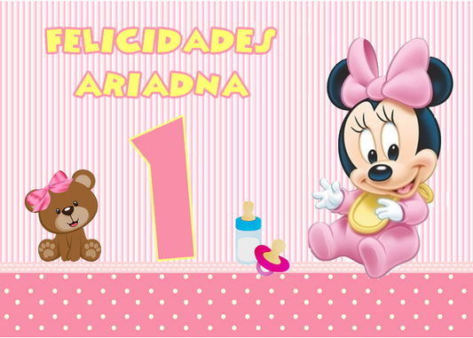 OBLEA de Minie bebe rectangular personalizada para pastel o Tarta, especial para cumpleaños