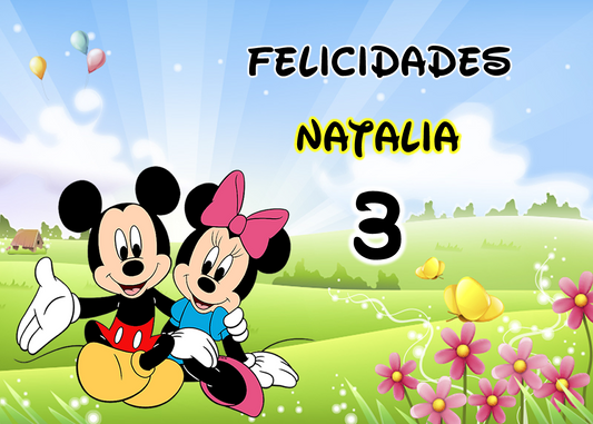 OBLEA de Minie Mickey rectangular personalizada para pastel o Tarta, especial para cumpleaños