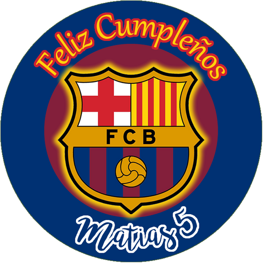 OBLEA de  Barça personalizada para pastel o Tarta, especial para cumpleaños