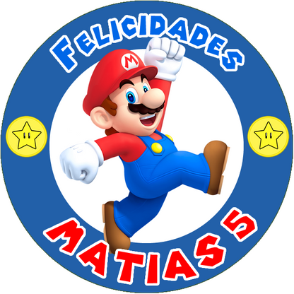 OBLEA de Mario Bros personalizada para pastel o Tarta, especial para cumpleaños