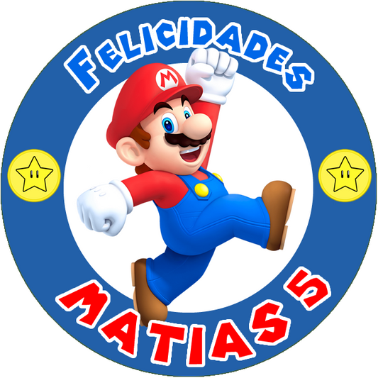 OBLEA de Mario Bros personalizada para pastel o Tarta, especial para cumpleaños