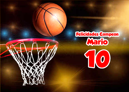 OBLEA de Basquetball rectangular personalizada para pastel o Tarta, especial para cumpleaños