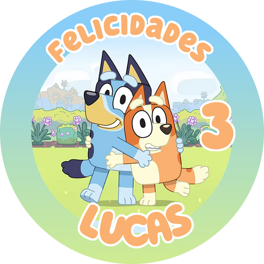 OBLEA de Bluey personalizada para pastel o Tarta, especial para cumpleaños