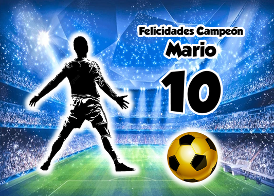 OBLEA de Futbol rectangular personalizada para pastel o Tarta, especial para cumpleaños