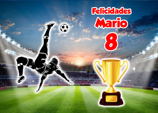 OBLEA de Futbol rectangular personalizada para pastel o Tarta, especial para cumpleaños