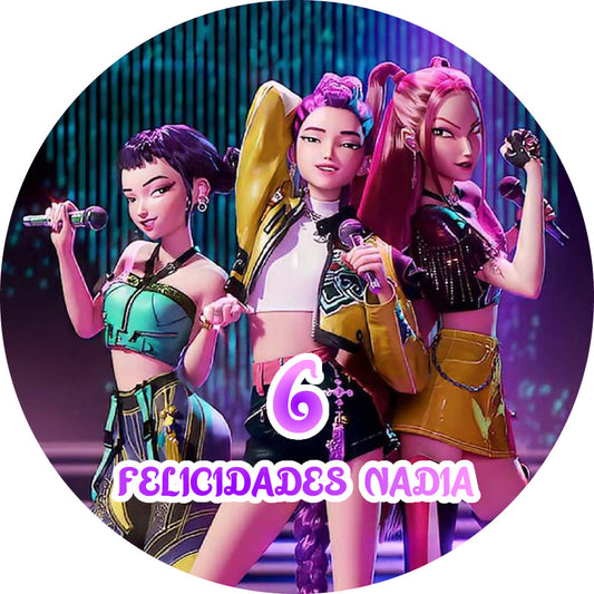 OBLEA de Guerreras K-Pop personalizada para pastel o Tarta, especial para cumpleaños