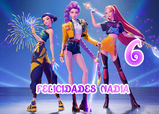 OBLEA de Guerreras KPop personalizada para pastel o Tarta, especial para cumpleaños