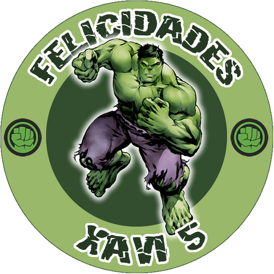 OBLEA de  Hulk personalizada para pastel o Tarta, especial para cumpleaños
