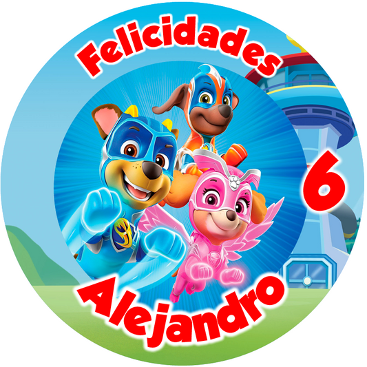 OBLEA de La Patrulla Canina personalizada para pastel o Tarta, especial para cumpleaños