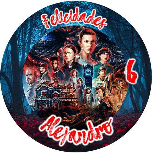 OBLEA de Stranger Things personalizada para pastel o Tarta, especial para cumpleaños