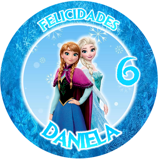 OBLEA de Elsa y Ana personalizada para pastel o Tarta, especial para cumpleaños