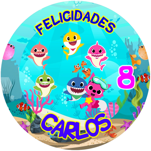 OBLEA de Baby Shark personalizada para pastel o Tarta, especial para cumpleaños
