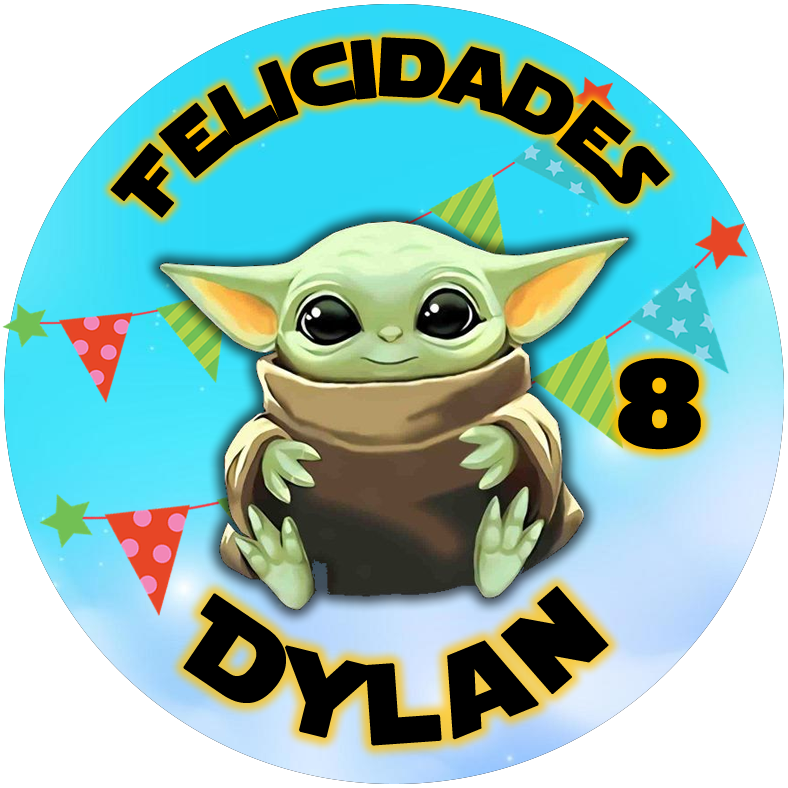 OBLEA de Baby Yoda personalizada para pastel o Tarta, especial para cumpleaños