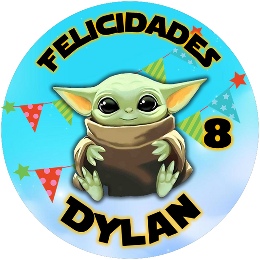 OBLEA de Baby Yoda personalizada para pastel o Tarta, especial para cumpleaños