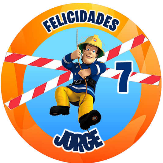 OBLEA de Bombero Sam  personalizada para pastel o Tarta, especial para cumpleaños