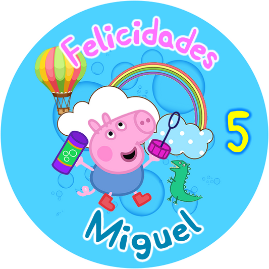 OBLEA de George Pig personalizada para pastel o Tarta, especial para cumpleaños