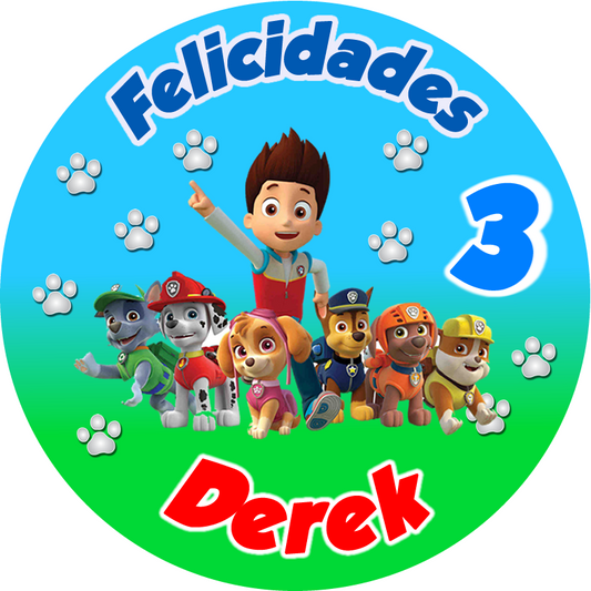 OBLEA de La Patrulla Canina personalizada para pastel o Tarta, especial para cumpleaños