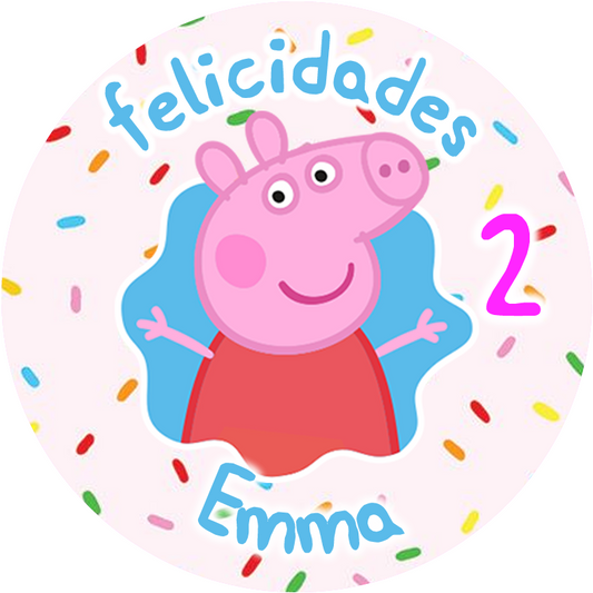 OBLEA de Peppa Pig personalizada para pastel o Tarta, especial para cumpleaños